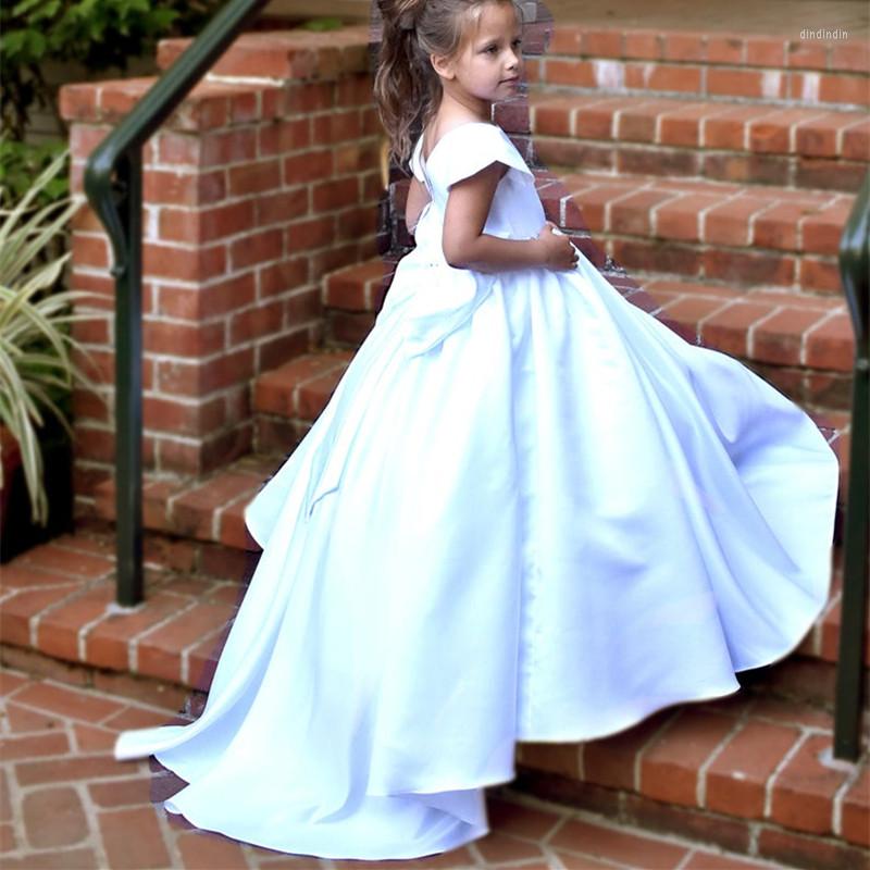 

Girl Dresses Kids Dress For Girls Wedding Party Frock Flower Gown Princess Children's Tutu Embroidery Beads Long, All white