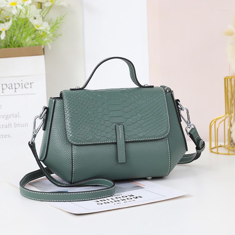 

Evening Bags Crocodile Pattern Cowhide Leather Handbag For Women Luxury Crossbody First Layer Shoulder Bag Leisure Tote, Black