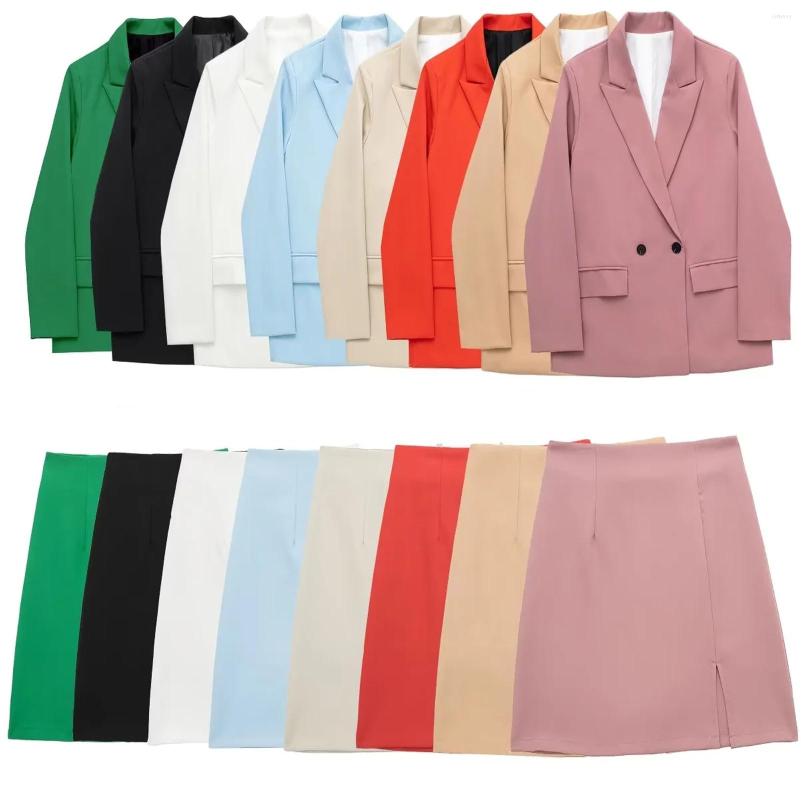 

Two Piece Dress Women Outfits 2022 Casual Office Skirt Sets Work Peice Set Blazer, Red skirt