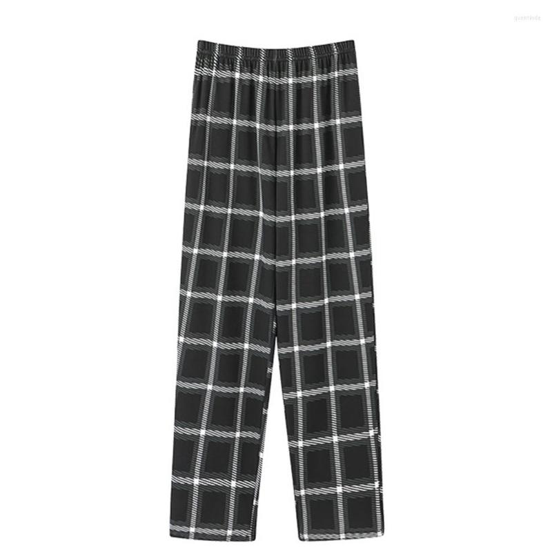 

Men's Sleepwear Plaid Pajama Pants Men Cotton Flannel Sleep Lounge Bottoms Trousers Nightwear Elastic Waist Loose Homewear, Brown