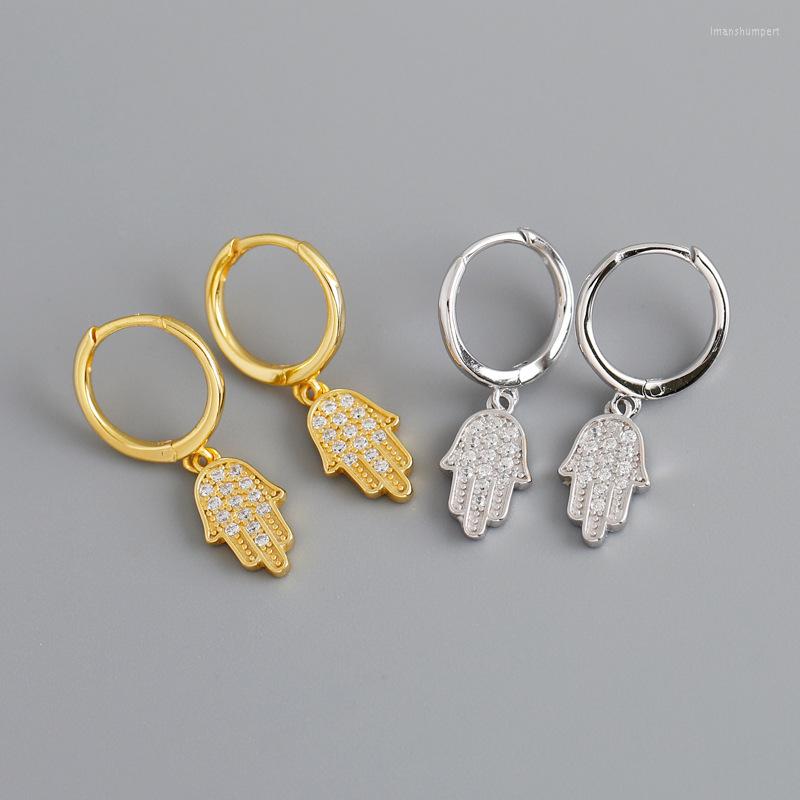 

Hoop Earrings Enosola High-Quality 925 Sterling Silver Ear Buckle Hand Palm For Women Minimalist CZ Female Jewelry