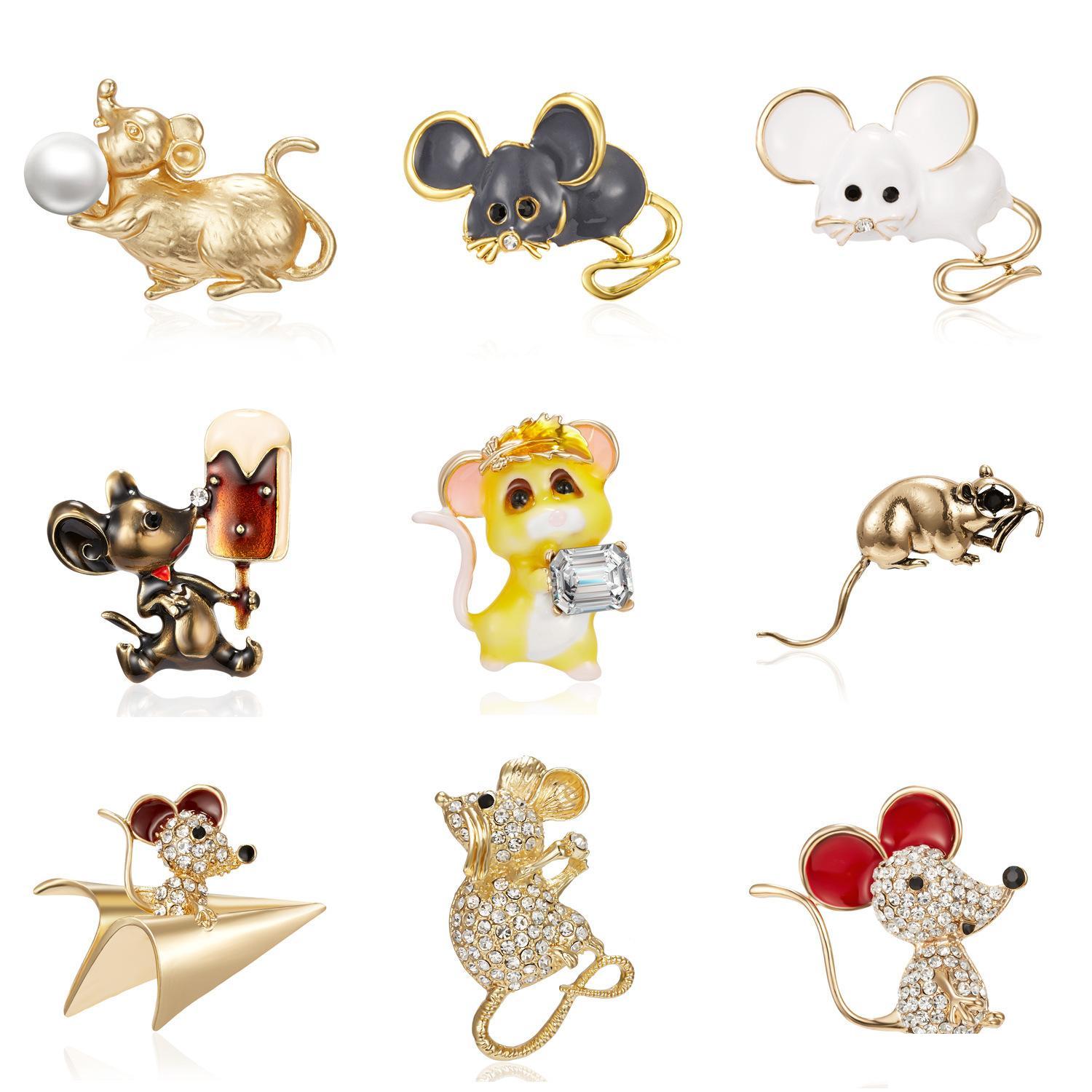 

Pins Brooches Fashion Jewelry Year Of The Rat Diamond Brooch Cartoon Mouse Drop Delivery Dh9Or