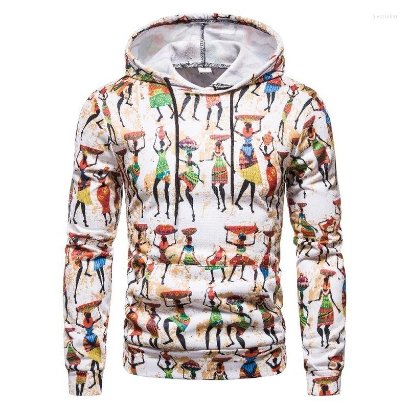 

Men's Hoodies Men 2022 Autumn And Winter Ethnic Style Printed Casual Sweater Long-sleeved Hooded Sweatshirt Streetwear, Wy41