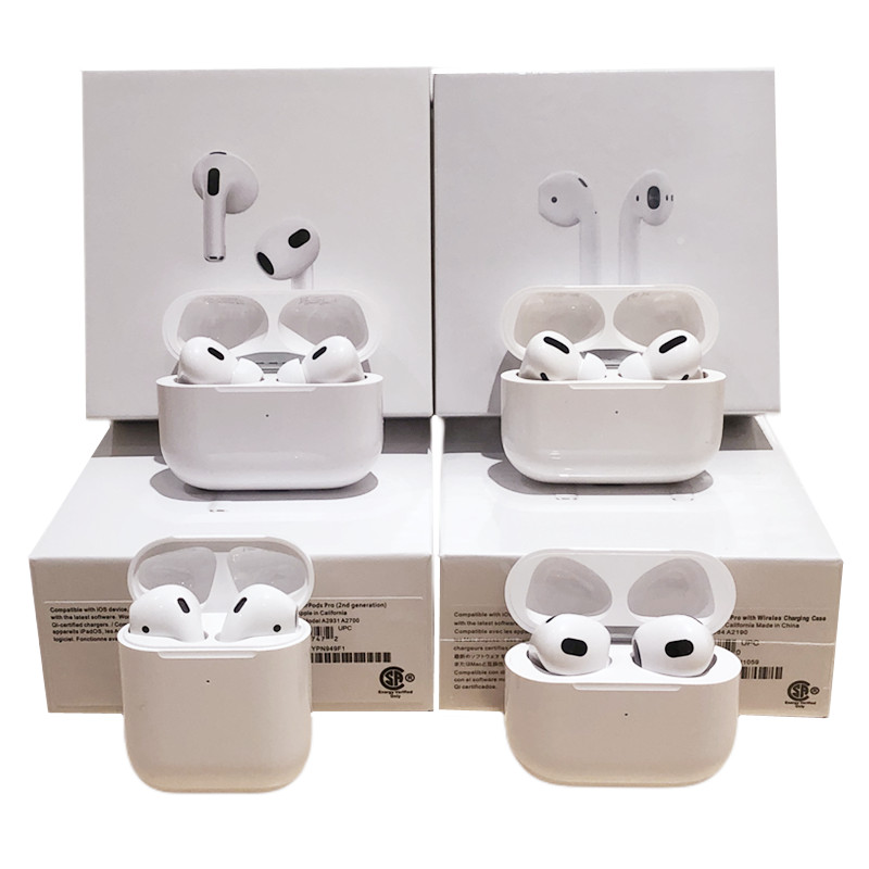 

For airpods pro 2 earbuds air pod pros headphone wireless earphones airpod 3 Wireless Charging Bluetooth Headphones AP3 AP2 2nd Generation working ios16 GPS Rename, White