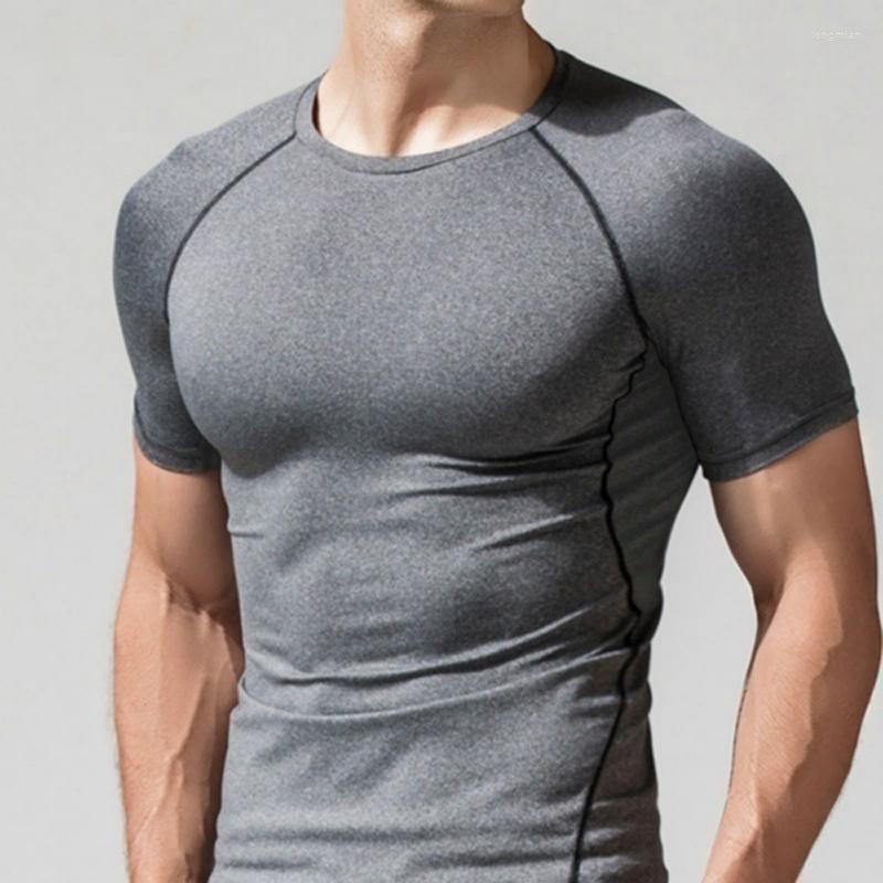 

Men's T Shirts 2022 Short Sleeves Solid Color Quick Dry Fitness Tees Outdoor Sport Running Climbing Shirt Tights Bodybuilding Tops Men, Black