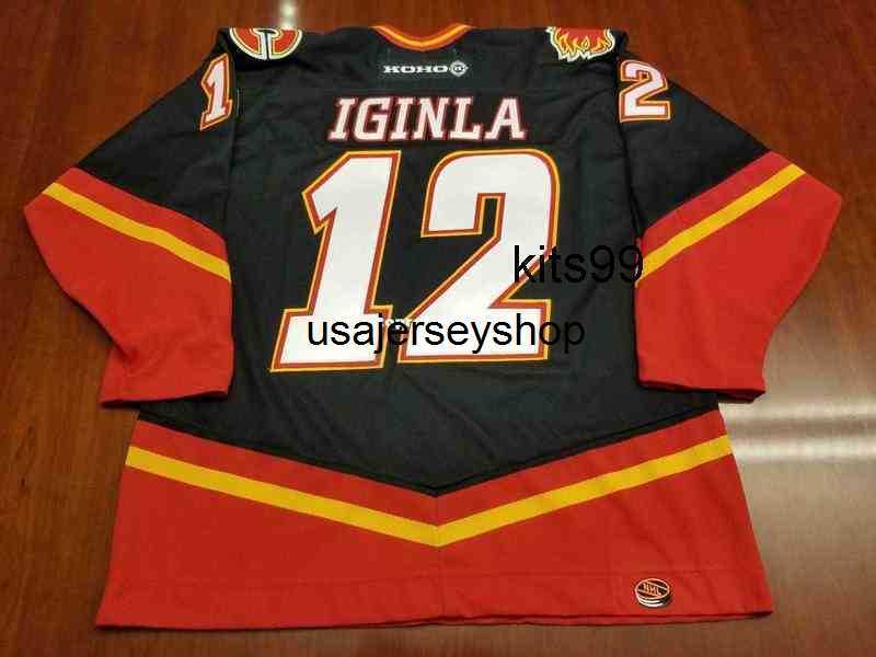 

Custom Jarome Iginla Vintage Koho Hockey Jersey Third Black Horse Mens Retro Jerseys