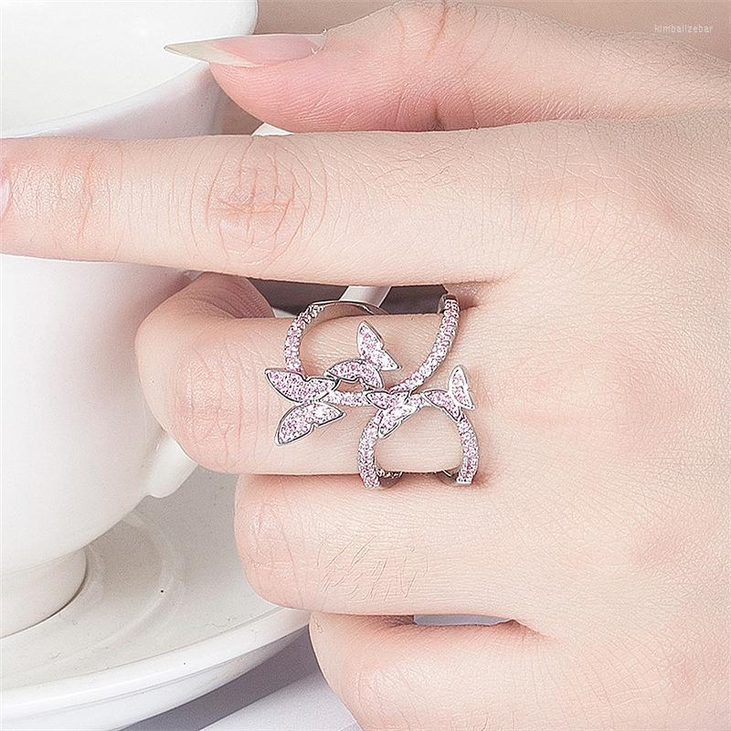 

Wedding Rings 2022 Style CZ White Purple Crystal Ring Simple Silver Plated Lady Butterfly Charming Zircon Engagement Jewelry