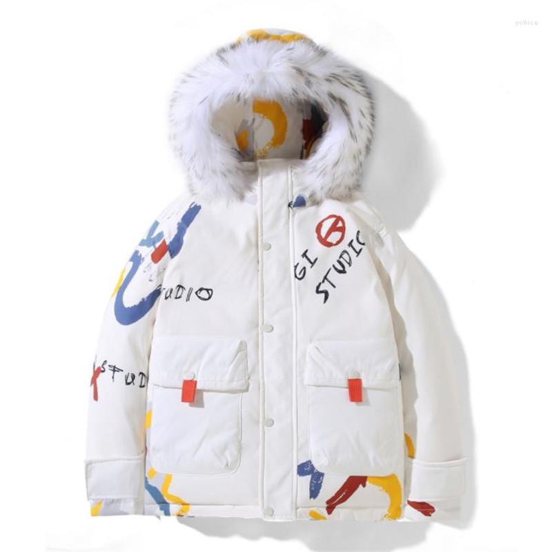 

Men' Down 2022 Thicken Jackets Warm Parka -30 Degrees Men Hooded Casual Printing White Duck Coats Winter Snow Overcoat, Black