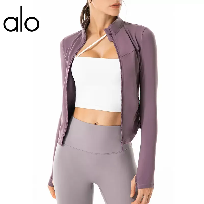 

Alo Yoga Jacket Active Pants Women' Stand Collar Zipper Running Sports Jacket Workout Clothes Slim Finger Cots Long Sleeve Cardigan Coats288j, Size