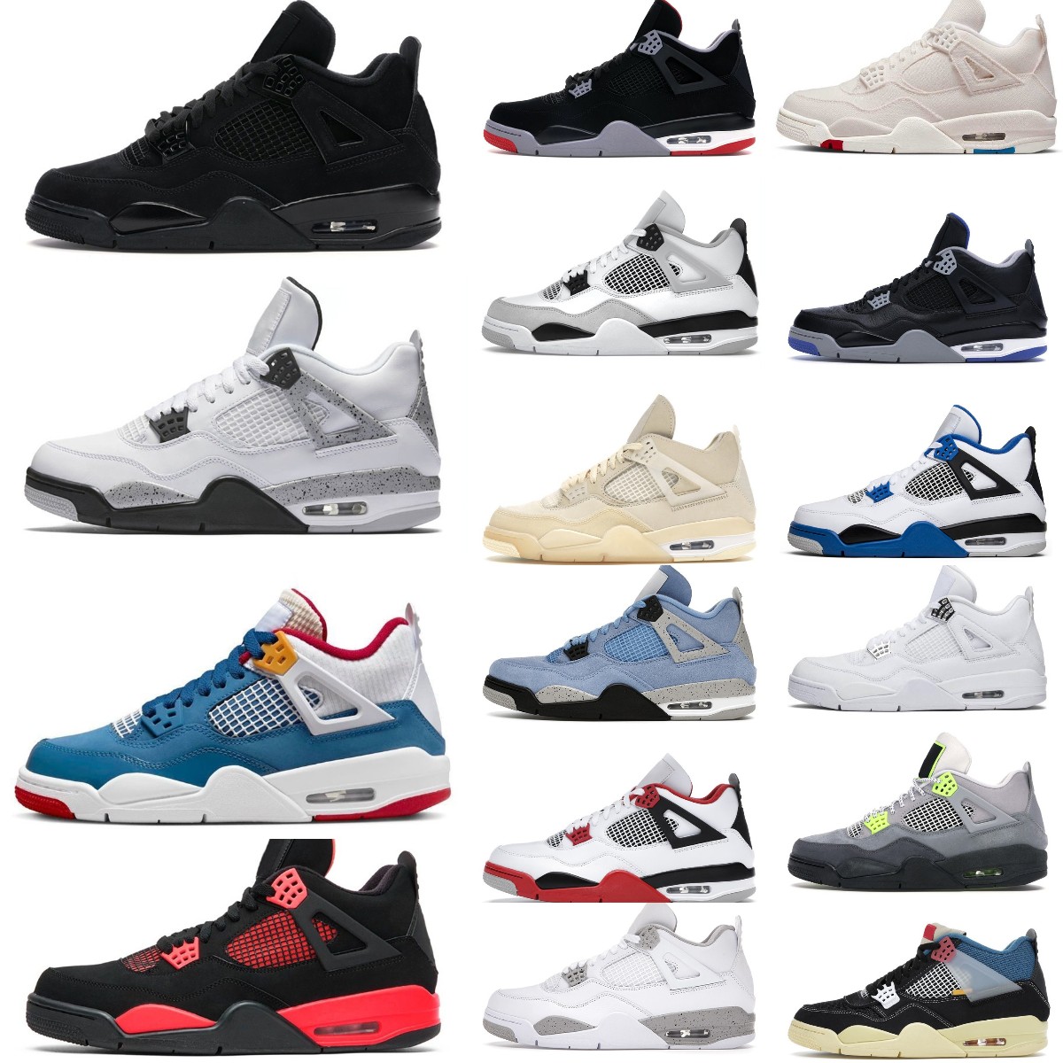

2022 NEW men women basketball shoes 4 4s Military Black Cat Red Thunder Sail University Blue White Oreo Fire Pure Money Midnight Navy mens sneakers 36-47, Bubble column