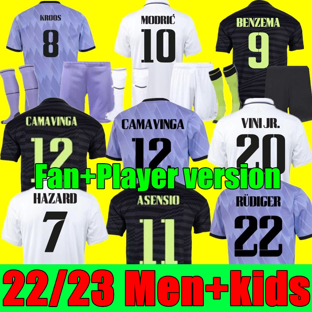 

22 23 BENZEMA soccer Jerseys football shirt home away 3rd CAMAVINGA ALABA HAZARD ASENSIO REAL MADRIDS MODRIC MARCELO camiseta men Women kids kit 2022 2023 uniforms, Adult 3rd