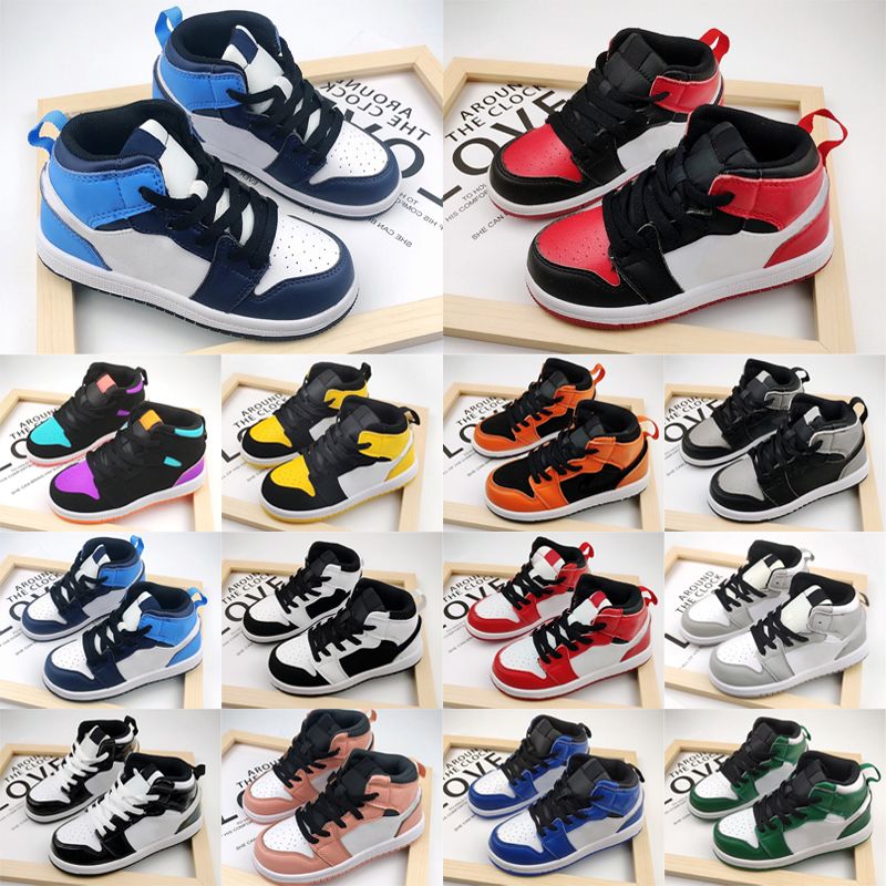

1 kids shoes 1s black shoe boys sneaker designer basketball blue trainers baby kid youth toddler infants Jumpman Girls Children Blue White