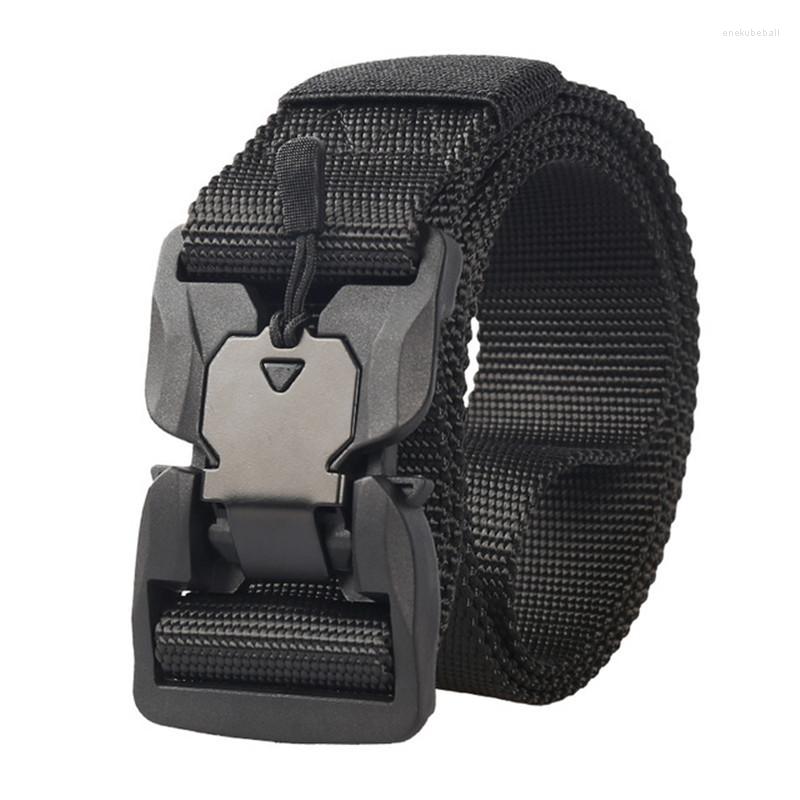 

Belts Men's Belt Genuine Tactical Quick Release Magnetic Buckle Military Soft Real Nylon Sports Accessories Male Luxury, Black