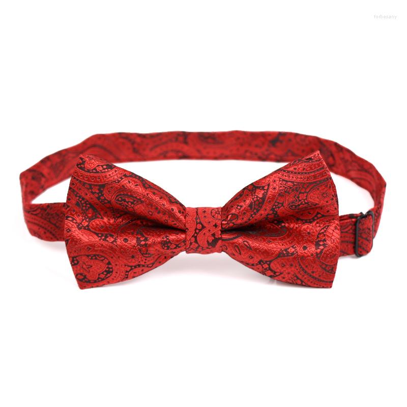 

Bow Ties Brand Tie Red Paisley Jacquard Weave Men's Bowtie Fashion For Men Wedding Party Salon Butterfly Knot With Gift Box