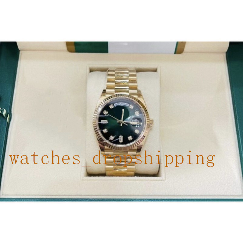 

Luxury Mens Watch 36mm Daydate V5 Green Dial Automatic Mechanical Movement 904L 18k Gold Oyster Strap Sapphire Glass Designer Men's Fashion Wristwatch