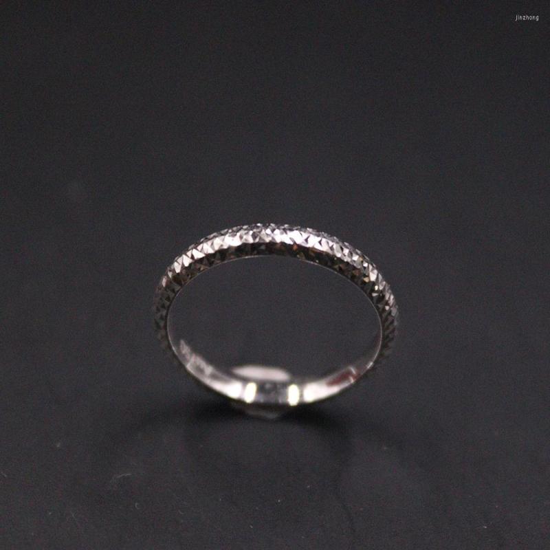 

Cluster Rings Au750 Real 18K White Gold Ring Woman Lucky Full Star Band US5.5