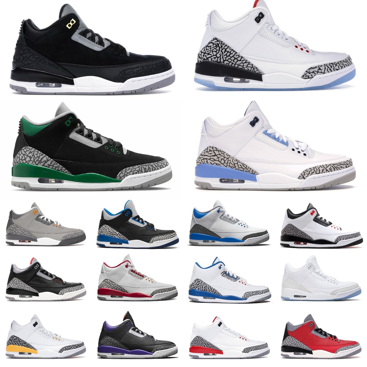 

NEW men basketball shoes 3s jumpman 3 Cardinal Red Pine Green Racer Blue Cool Grey Hall of Fame Court Purple Laser Orange mens trainers outdoor sports sneakers, Bubble column