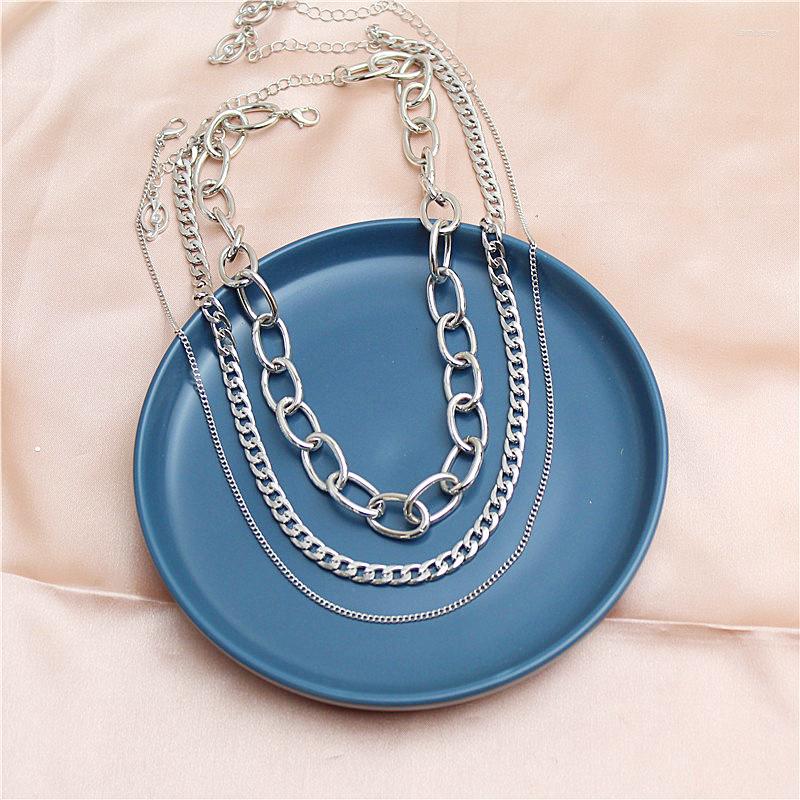 

Choker Statement Metal Layer White Color Plating Big Necklace For Women Female Party Fashion Geometric Punk Collar Bijoux