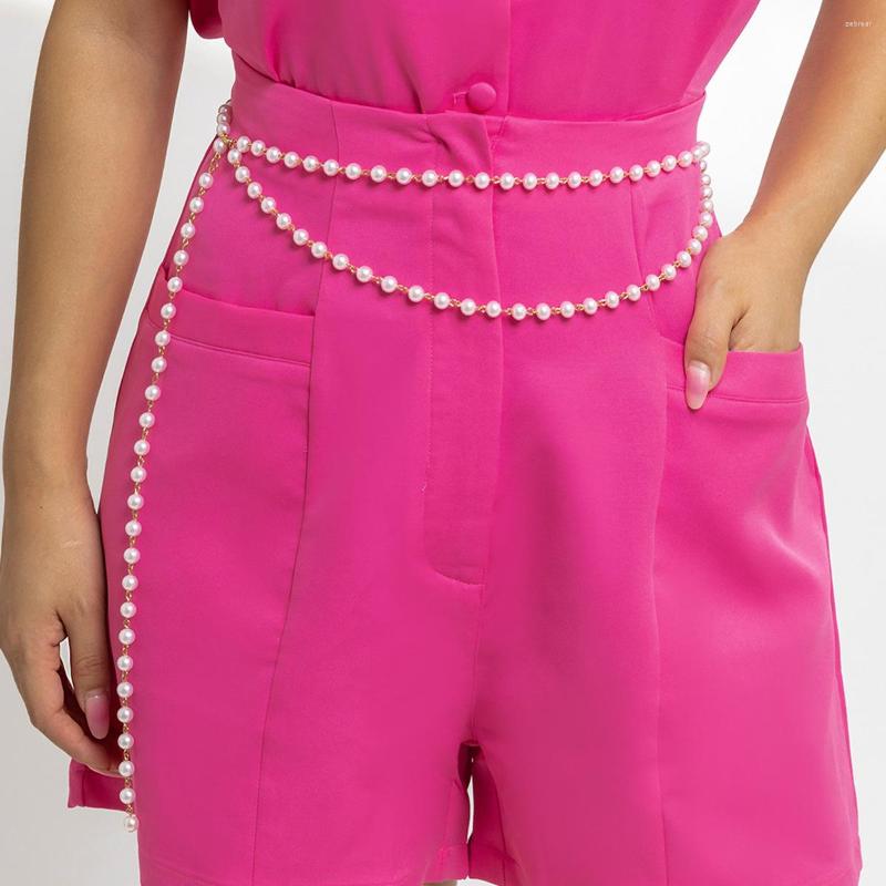 

Belts Sexy Round Bead Chain Belt Decorative Pant Retro Pearl Tassel Waist Simple Casual Bikini 2022 Luxury For Women, White