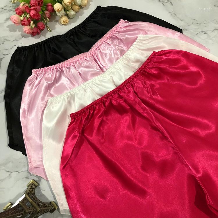 

Women's Sleepwear Sexy Elastic Waist Women Satin Silk Solid Loose Wide Short Night Pajama Bottom Home Lingerie Pant Ladies Summer Sleep, Black