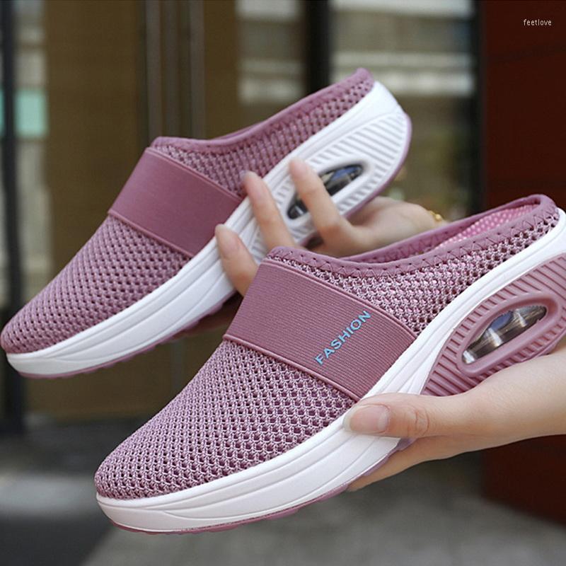 

Sandals Summer Women Wedges Platform Female Slides Women's Slippers Breathable Mesh Lightweight Ladies Footwear Sneaker, Red