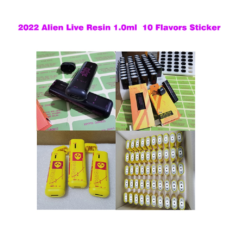 

New Alien labs Live Resin disposable Cigarette Vape Prefilled 1.0ml Ceramic coil pen Device 350mah Type C Chargeable 10 flavor sticker