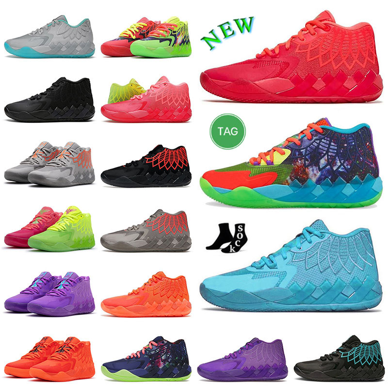 

TOP MB 01 Lamelo Ball Basketball Shoes for Mens Big Size US12 Fashion Rick And Morty Black Red Green Light Blue Designer Sneaker Melo Balls MB.01 01 Trainer, 08