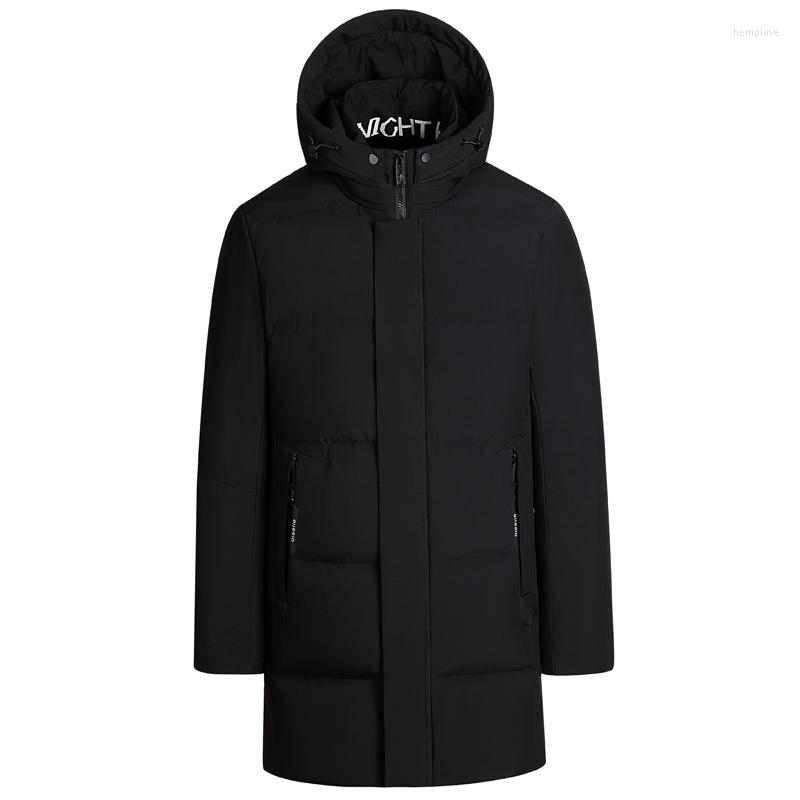 

Men's Down Brand Long 90% White Duck Jacket Men Fashion High Quality Hooded Black Windbreaker Casual Winter Coats Mens Parkas