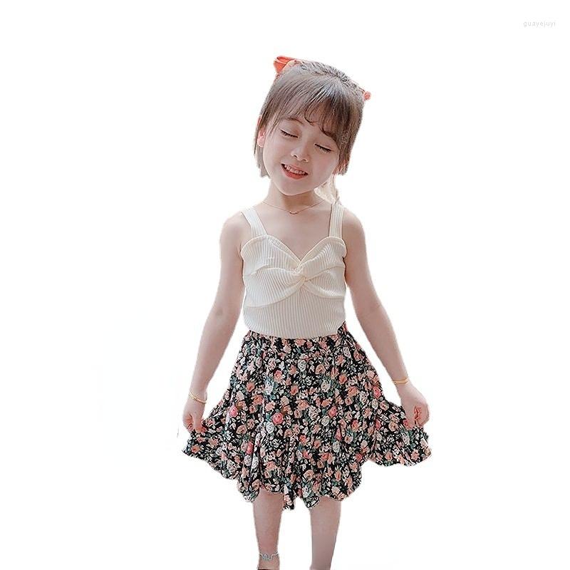 

Clothing Sets Two Pieces Girls Summer Vest Sleeveless Children Fashion Clothes Suit Casual Floral Outfits 3-7T