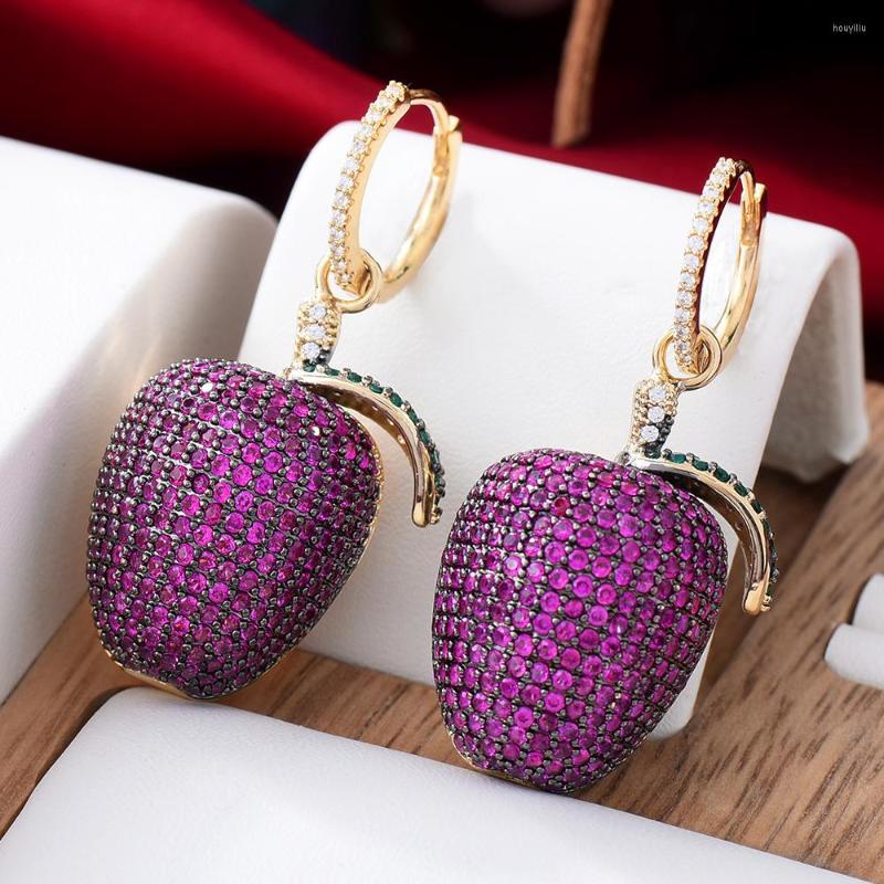 

Stud Earrings Fashion Cubic Zirconia Pendant Drop For Women Luxury Korean Cute Apple Fruit Earring Wedding Party Jewelry