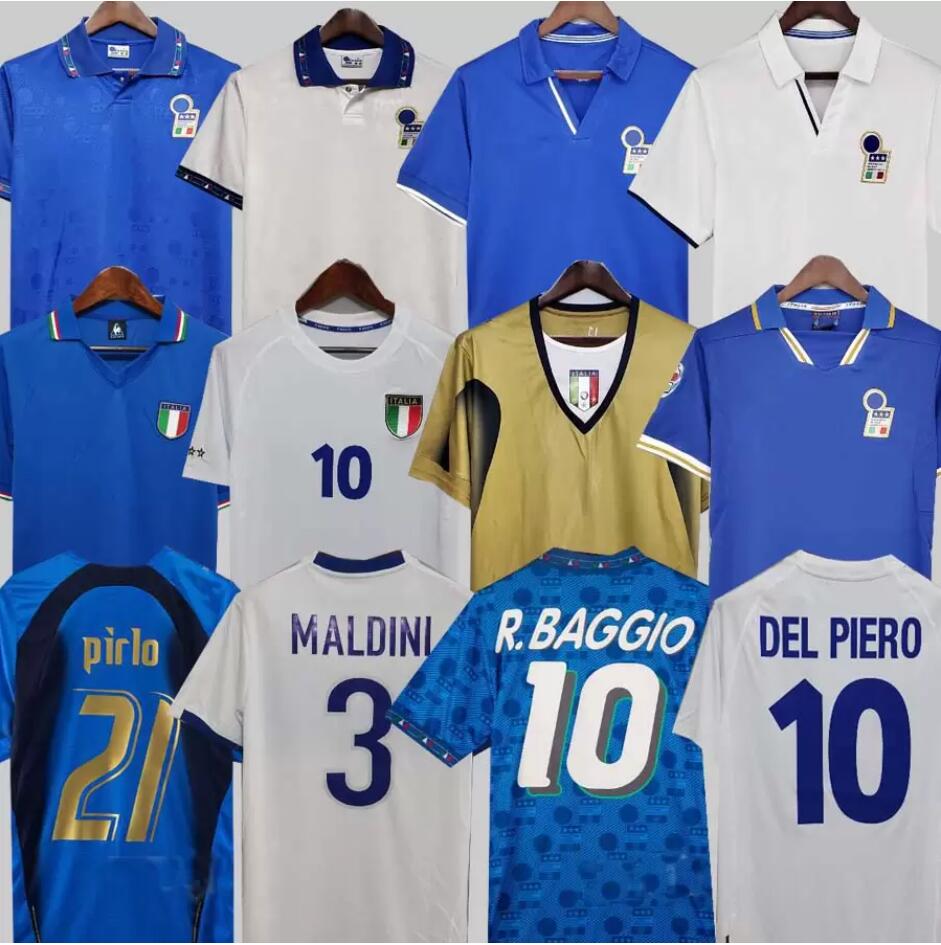 

1982 ItaLyS Retro soccer Jersey 1990 1996 1998 2000 HOME FOOTBALL 1994 Maldini Baggio Donadoni Schillaci Totti Del Piero 2006 Pirlo Inzaghi buffon, 98 00 away jersey
