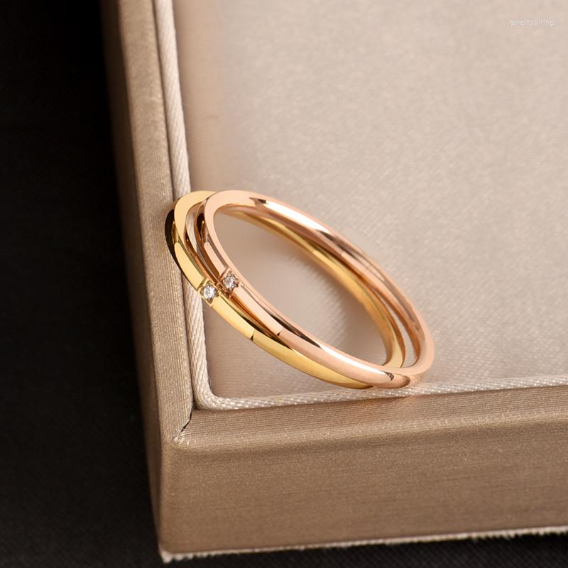 

Wedding Rings Stainless Steel Superfine Zircon Feminine Temperament Simple Index Finger Design Sense Light Luxury Tail Ring
