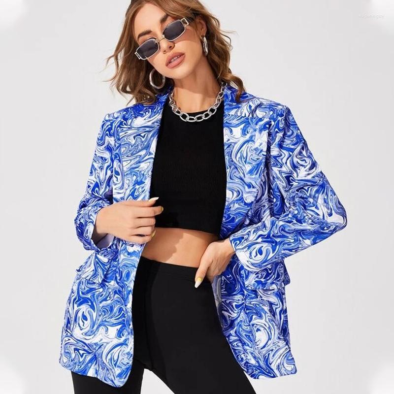 

Women' Suits Vintage Irregular Single Button Printing Blazer Women Jacket Autnmn Fashion Elegant Lady Long Sleeve Coat Slim Motorcycle, Mxy-2060-1