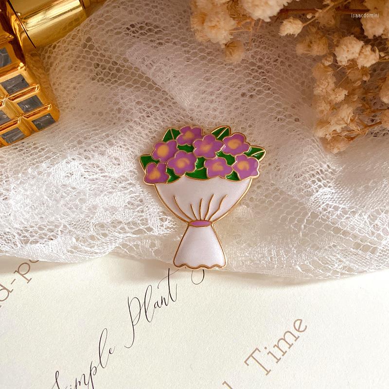 

Brooches Fashion Women Vintage Enamel Flower Brooch Pin Simple Design Daisy Plant Badges Wedding Banquet Accessories For Lady