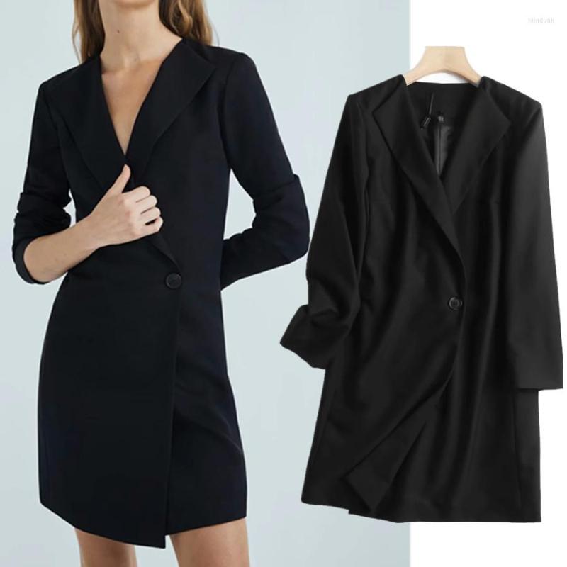 

Women' Suits Maxdutti England Style Fashion Blazer Women Office Lady Solid Long Sexy Party Dress Mujer 2022 Blazers And Jackets, Black
