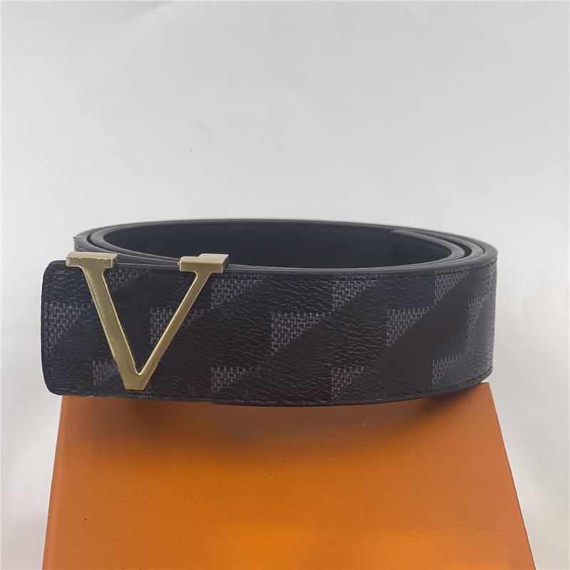 

Designer belt Fashion V buckle leather belt width 3.8cm 20 style with gift box suitable for men and women, Belt + gift box
