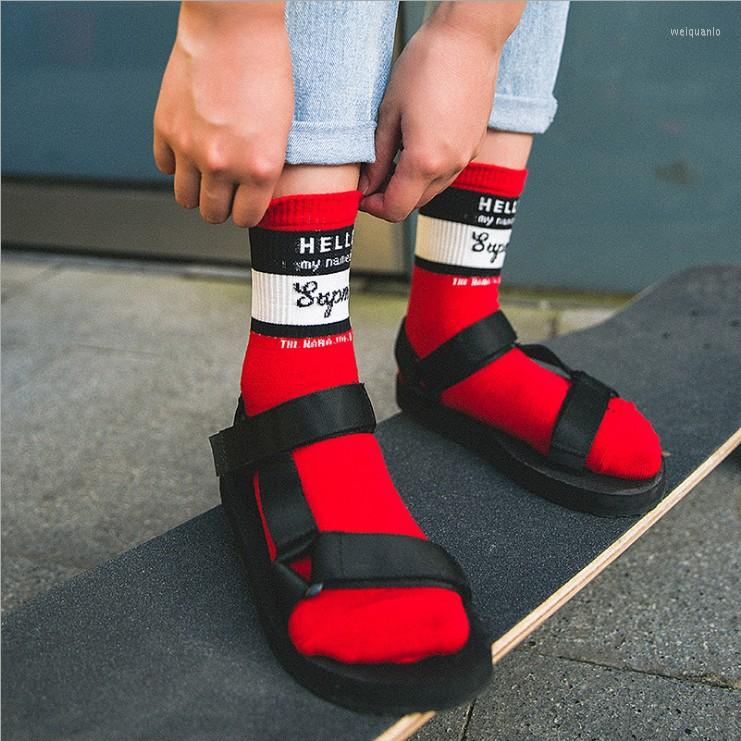 

Men's Socks 1 Pairs Unisex Spring Autumn Student Street Tide Brand Harajuku Skateboard For Men And Women Happy Sock, Blue