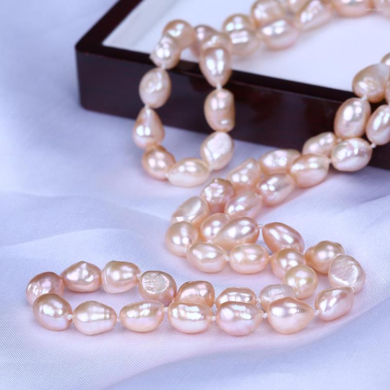 

Choker Natural Freshwater Baroque Pearl Necklace Genuine Sweater Chain Wholesale Women Necklaces Pink