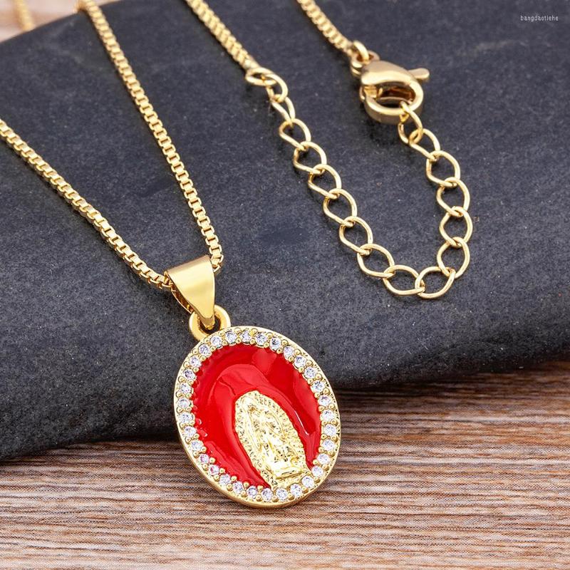 

Chains AIBEF Fashion Religion Coin Pendant Necklace Jewelry For Men Women Gifts Cubic Zirconia Gold Color Copper Necklaces