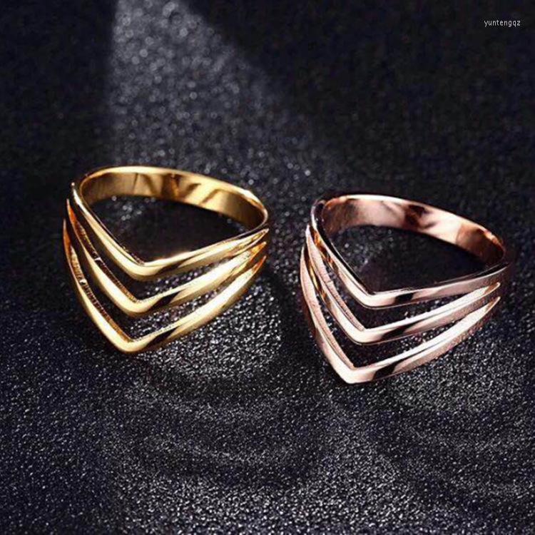

Wedding Rings 2022 Est Trendy Gold Colors Multi-layer Wave For Women Anniversary Fashion Party Jewelry Gifts Accessories