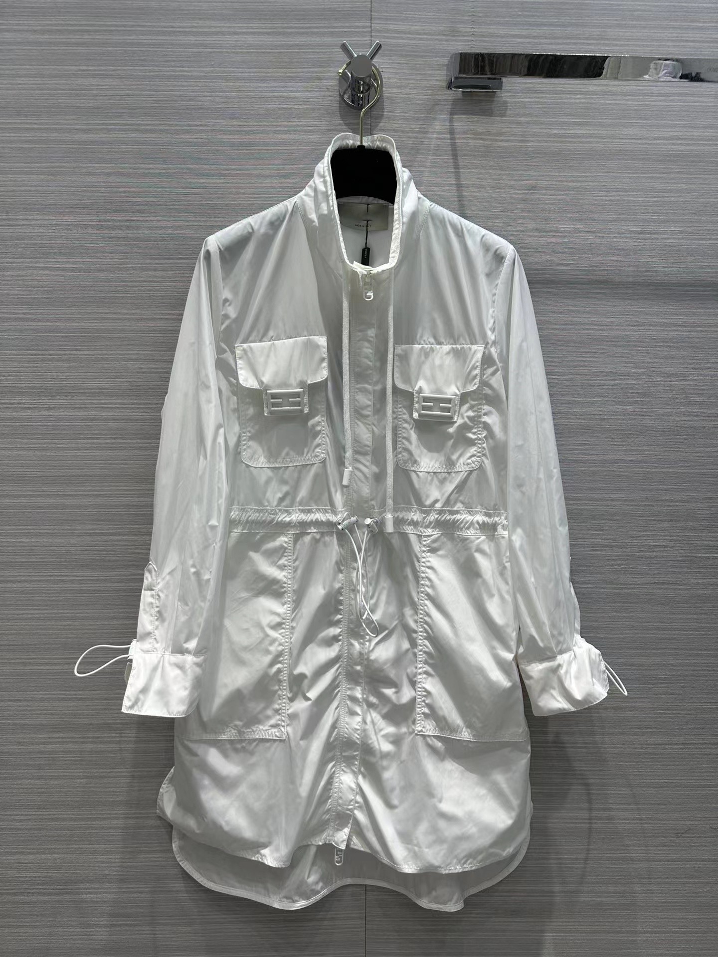 

Milan Runway Jackets 2023 New Spring Summer Turtle Neck Long Sleeve Panelled Women' Designer Coat Brand Same Style Outerwear 1204-6, White