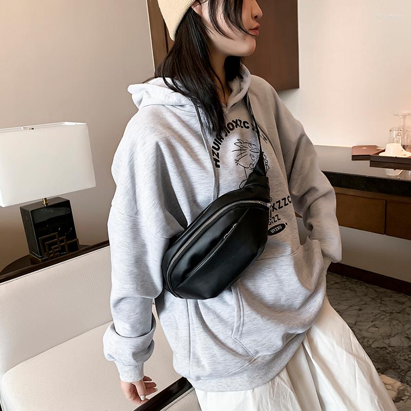 

Waist Bags Design Cool Small PU Leather Fanny Packs For Women 2022 Travel Handbags Female Phone Purses Lady Chest, Black