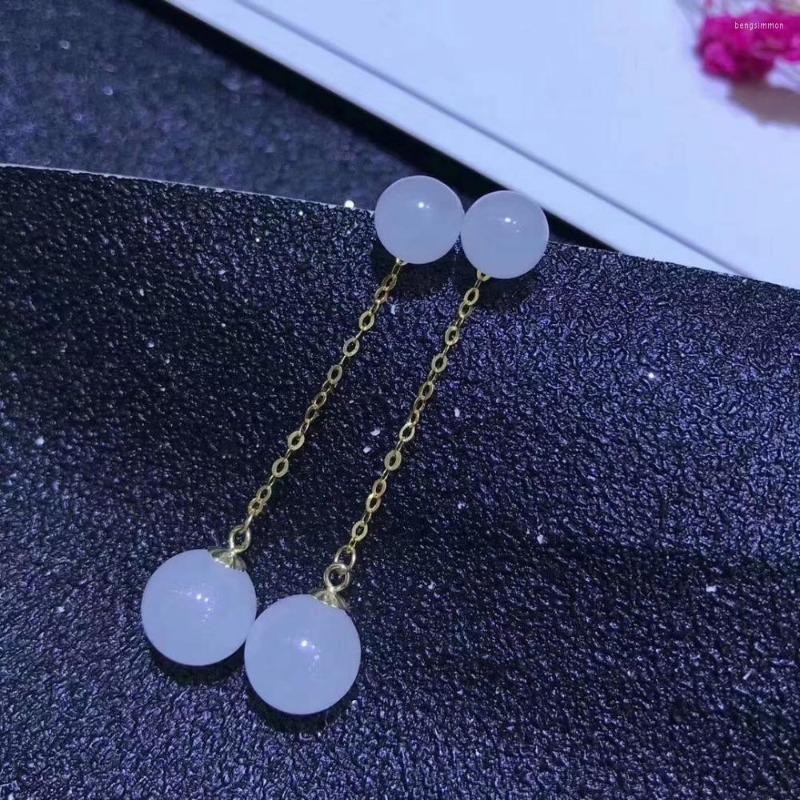

Dangle Earrings SHILOVEM 18k Yellow Gold Natural White Jasper Drop Classic Fine Jewelry Women Wedding Gift Myme0810hy
