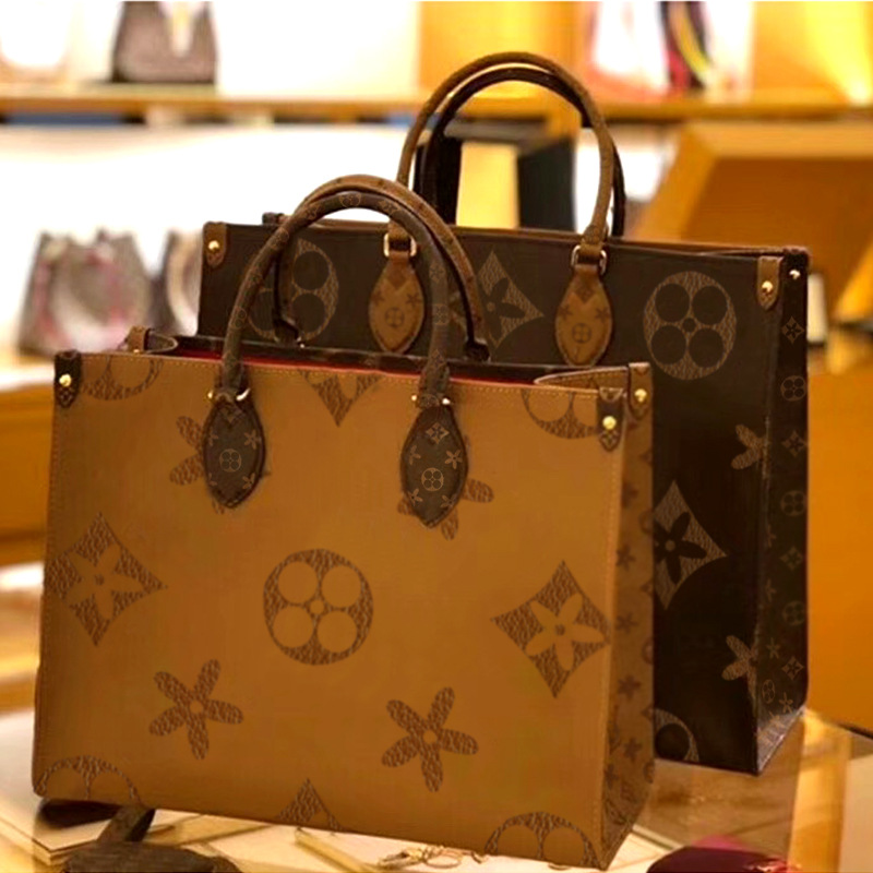 

Luxury totes designer bag womens handbags Onthego tote bag louise Crossbody flower ladies Casual PVC Genuine Leather purse shoulder bags female Large handbag MM GM, Red flowers