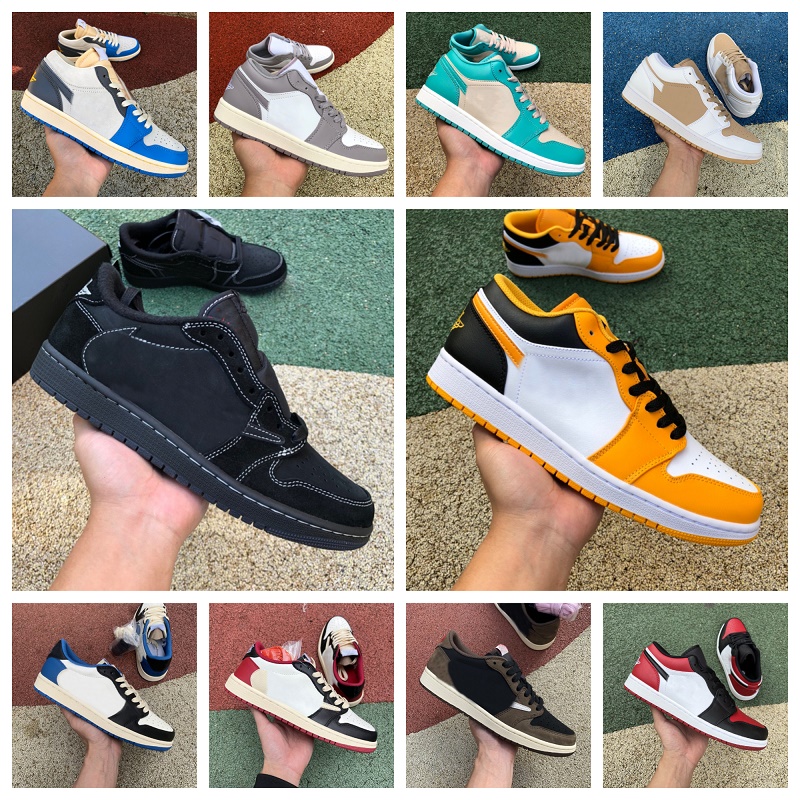 

Jumpman 1 Low Basketball Shoes Mens Women Retro 1s Fragment x Travis Reverse Mocha University Blue Panda Shadow Bred Toe Vintage UNC Grey Taxi Tropical Teal Sneakers, Bubble package bag