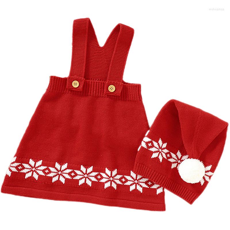 

Girl Dresses Year Kids Girls Knitting Snowflake Print Dress Sweater Hat Costume Princess Christmas Clothes, 82w1108 brown
