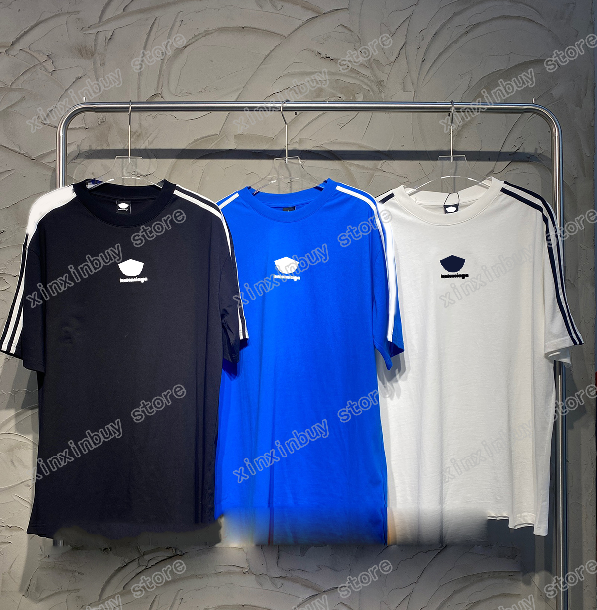 

xinxinbuy Men designer Tee t shirt paris Shoulder stripe letters Embroidery short sleeve cotton women green white black grey XS-2XL, 03