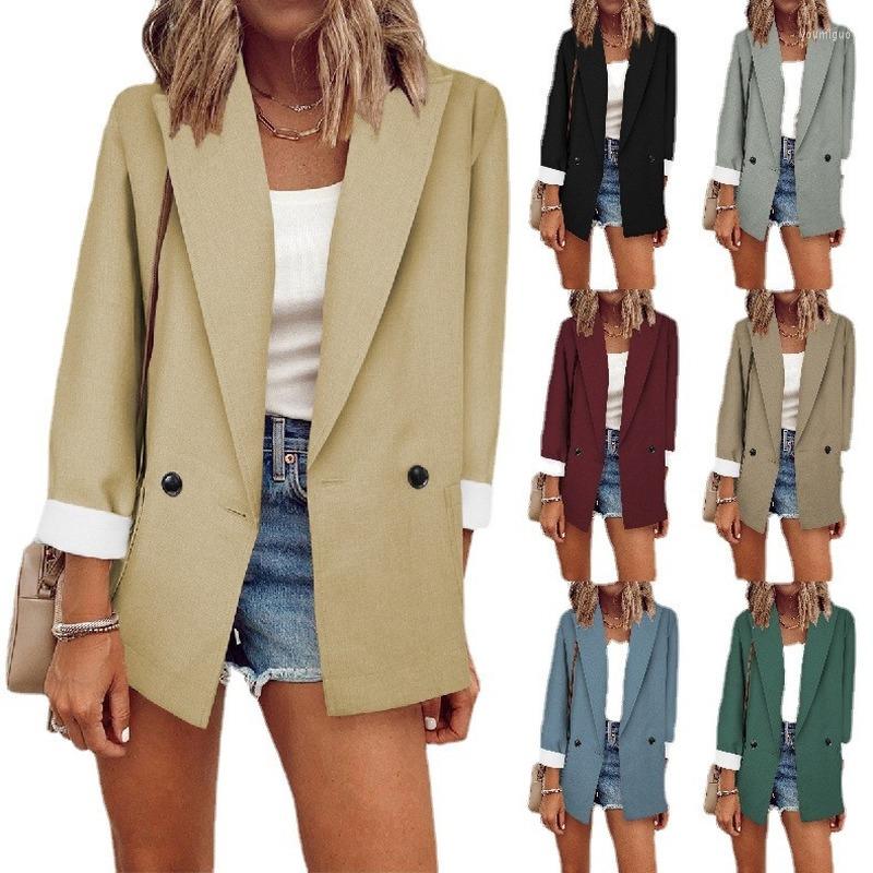

Women' Suits Womens Blazer Coat Casual Solid Simple Coats Fashion Pocket Turn-Down Collar Overcoat Office Ladies Elegant Cardigan Jackets, Gray