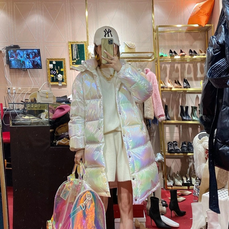 

Womens Classic Down Coats Winter Puffer Jackets Designer Parka Casual Coat Shiny Laque Outerwear Warm Feather jacket clothing, Long white