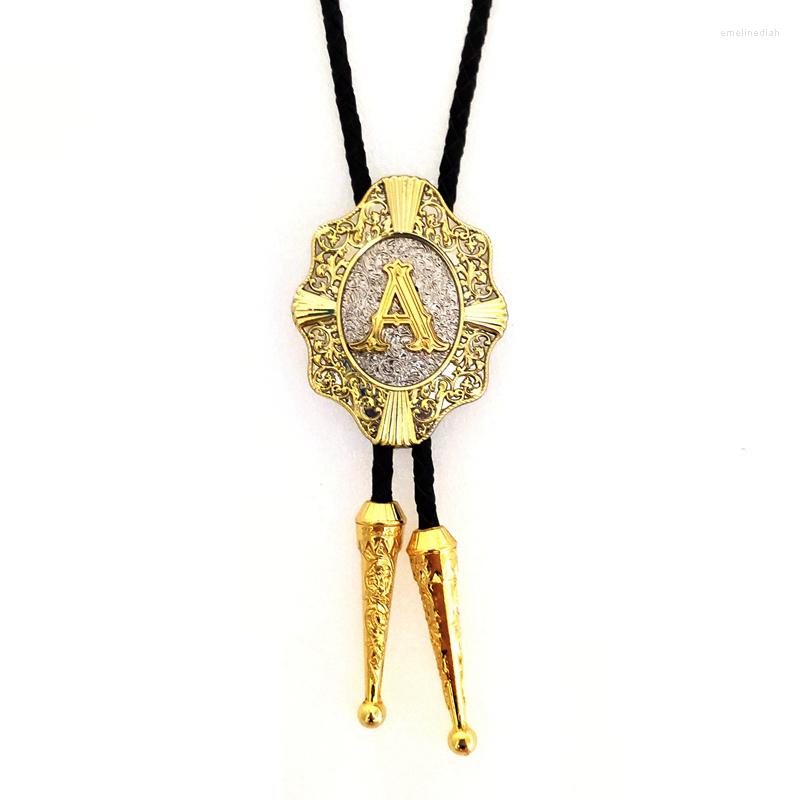 

Bow Ties High Quality Gold Silver Color Letter A To Z Rodeo Bolo Tie For Men Kravat Western Cowboy Southwest Bola Males Accessories